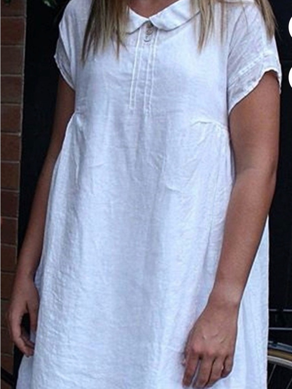 Classic White Midi Shirt Dress with Peter Pan Collar
